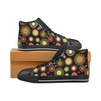 Colorful Sun Pattern Men's High Top Shoes Black - Monsterry UK