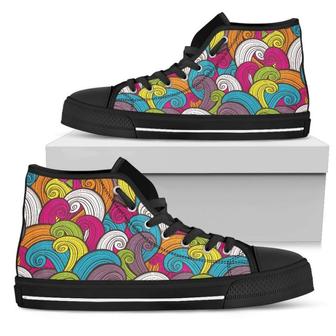 Colorful Surfing Wave Pattern Print Men's High Top Shoes - Monsterry UK