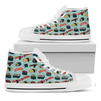 Colorful Sushi And Rolls Pattern Print White High Top Shoes - Monsterry DE