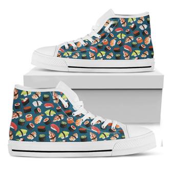 Colorful Sushi Pattern Print White High Top Shoes - Monsterry CA
