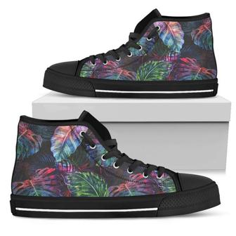 Colorful Tropical Leaves Women's High Top Shoes - Monsterry UK