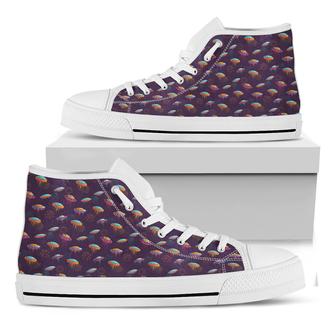 Colorful Ufo Pattern Print White High Top Shoes - Monsterry CA