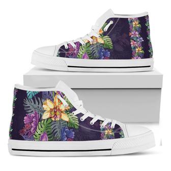 Colorful Watercolor Cattleya Print White High Top Shoes - Monsterry DE