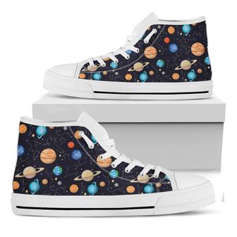 Constellations And Planets Pattern Print White High Top Shoes - Monsterry CA