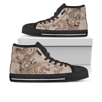 Cook Islands High Top Shoes - Hibiscus Flowers Vintage Style - Monsterry UK
