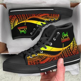Cook Islands High Top Shoes Reggae - Polynesian Tentacle Tribal Pattern - Monsterry AU