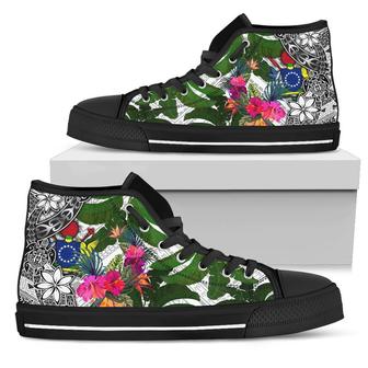 Cook Islands High Top Shoes White - Turtle Plumeria Banana Leaf - Monsterry DE