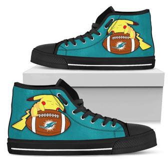 Cool Pikachu Laying On Ball Miami Dolphins High Top Shoes | Favorety UK