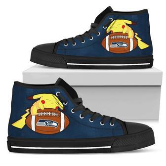 Cool Pikachu Laying On Ball Seattle Seahawks High Top Shoes | Favorety