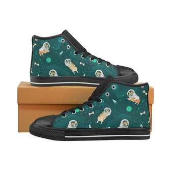Corgi Astronaut Pattern Men's High Top Shoes Black - Monsterry