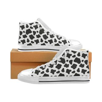 Cow skin pattern Men's High Top Shoes White - Monsterry DE