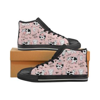 Cows milk product pink background Men's High Top Shoes Black - Monsterry