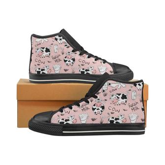 Cows milk product pink background Women's High Top Shoes Black - Monsterry