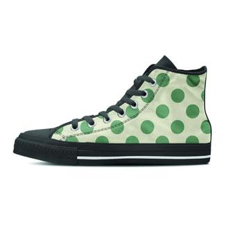 Cream And Emerald Polka Dot Men's High Top Shoes - Monsterry CA