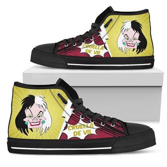 Cruella De Vil Sneakers Villain For Man And Women Custom Canvas High Top Shoes - Monsterry AU