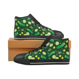 Cucumber Pattern Background Men's High Top Shoes Black - Monsterry UK