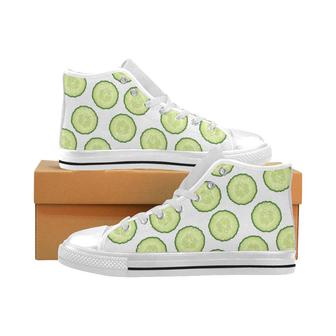 Cucumber slices pattern Men's High Top Shoes White - Monsterry CA