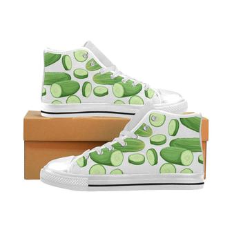 cucumber whole slices pattern Men's High Top Shoes White - Monsterry DE