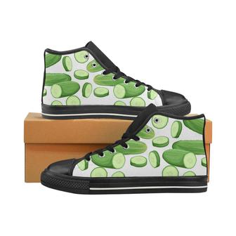 cucumber whole slices pattern Women's High Top Shoes Black - Monsterry AU