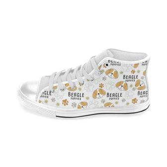 Cute Beagle Dog Pattern Background Men'S High Top Shoes White - Monsterry CA