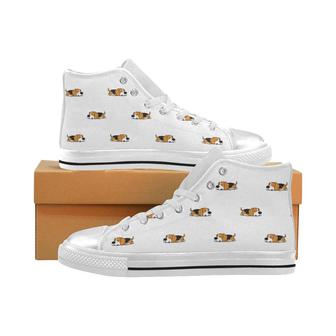 Cute beagle dog sleeping pattern Women's High Top Shoes White - Monsterry AU