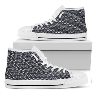 Cute Black Cat Pattern Print White High Top Shoes - Monsterry