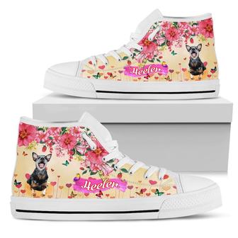 Cute Blue Heeler Flower High Top Shoes For Women, Shoes For Men Custom Shoes - Monsterry AU