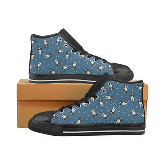 Cute boston terrier dog spattern Men's High Top Shoes Black - Monsterry CA