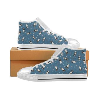 Cute boston terrier dog spattern Women's High Top Shoes White - Monsterry