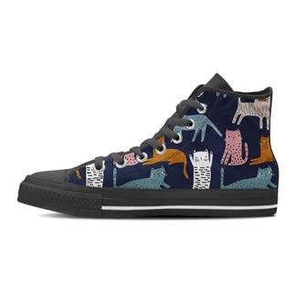 Cute Cat Style Print Men's High Top Shoes - Monsterry