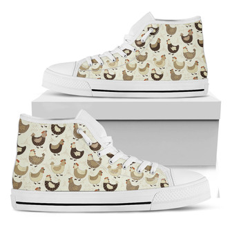 Cute Chicken Pattern Print White High Top Shoes - Monsterry