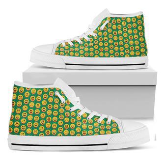 Cute Christmas Emoji Pattern Print White High Top Shoes | Favorety UK