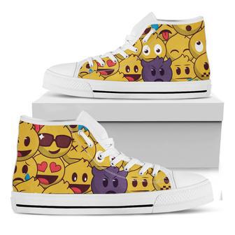 Cute Emoji Pattern Print White High Top Shoes | Favorety DE