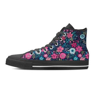 Cute Flower Floral Print Men's High Top Shoes - Monsterry