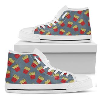 Cute French Fries Pattern Print White High Top Shoes - Monsterry UK