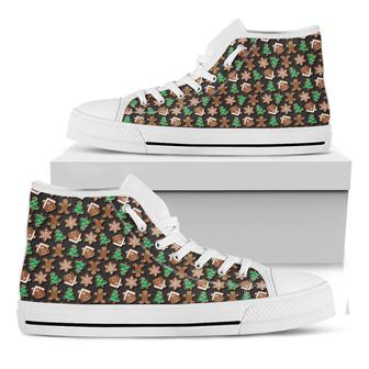 Cute Gingerbread Pattern Print White High Top Shoes - Monsterry AU