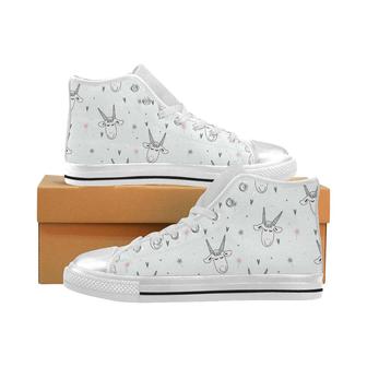 Cute goat design pattern Women's High Top Shoes White - Monsterry UK