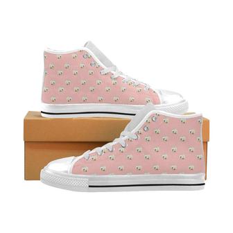Cute hamster cheese pattern pink background Men's High Top Shoes White - Monsterry AU