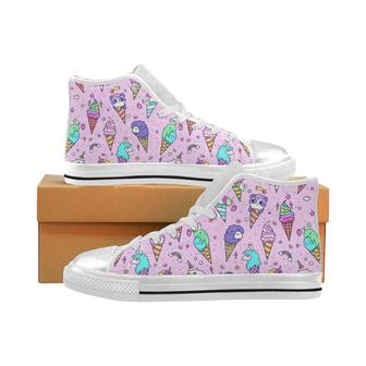 Cute ice cream cone animal pattern Women's High Top Shoes White - Monsterry UK