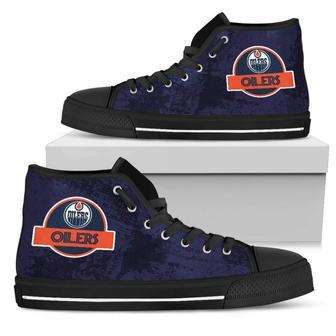 Cute Jurassic Park Edmonton Oilers High Top Shoes | Favorety