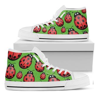 Cute Ladybug Pattern Print White High Top Shoes - Monsterry AU