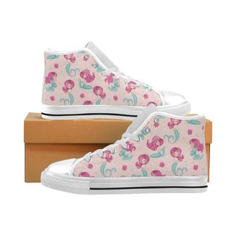 Cute little mermaid pattern Men's High Top Shoes White - Monsterry UK