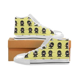 Cute ninja yellow background Women's High Top Shoes White - Monsterry