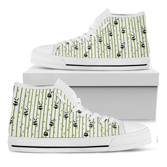 Cute Panda And Bamboo Pattern Print White High Top Shoes - Monsterry UK