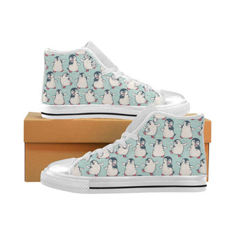Cute Penguin pattern Women's High Top Shoes White - Monsterry