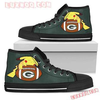 Cute Pikachu Laying On Ball Green Bay Packers High Top Shoes Sport Sneakers | Favorety DE