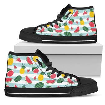 Cute Pineapple Watermelon Men's High Top Shoes - Monsterry CA