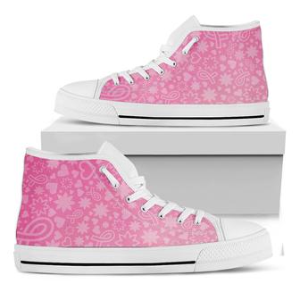 Cute Pink Breast Cancer White High Top Shoes - Monsterry
