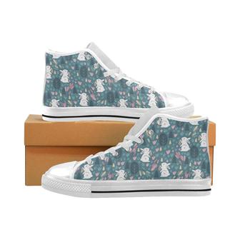 Cute rabbit pattern Men's High Top Shoes White - Monsterry
