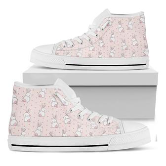 Cute Rabbit Pattern Print White High Top Shoes - Monsterry AU